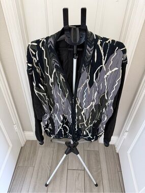 COOGI Australia Black & Gray Patterned Bomber Jacket size XL